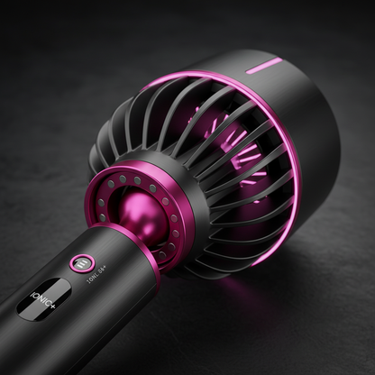 Detalle del diseño sin aspas y conector magnético 360° del secador iónico