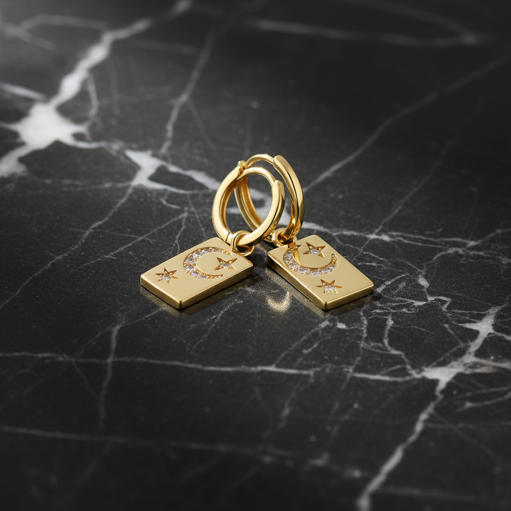 Pendientes Thebe mármol negro
